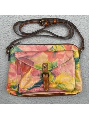 Patricia Nash Avellino Crossbody Floral Leather Flap Buckle Boho Bag
